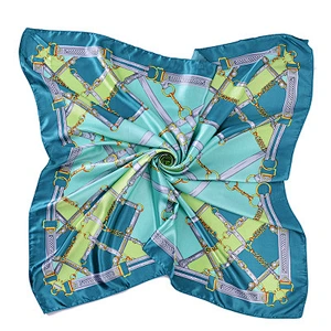 Wholesale square scarf light breathable printed pure silk hijab scarf women muslim
