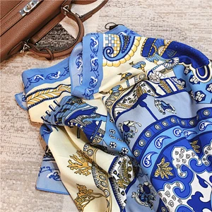 Baroque print beach towel sunscreen silk scarf women square silk scarf manufacturing