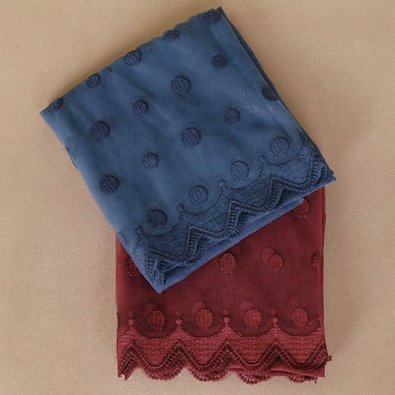 Muslim hijab tie-dyed plain weave solid color wholesale lace hijab scarves cotton ladies long scarf