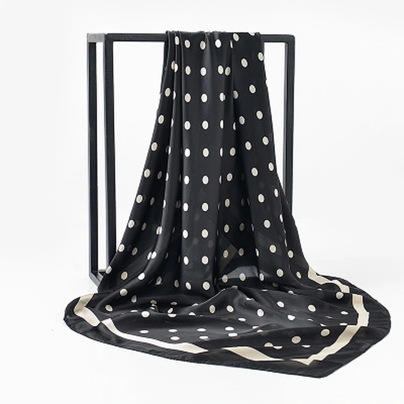 Female polka dot printed sunscreen scarf wholesale large silk scarf square shawl scarf
