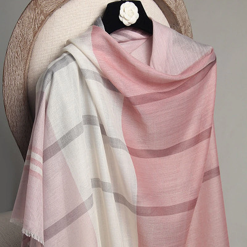 Classic wild short tassel sunscreen scarf women plaid shawl hijab muslim cotton