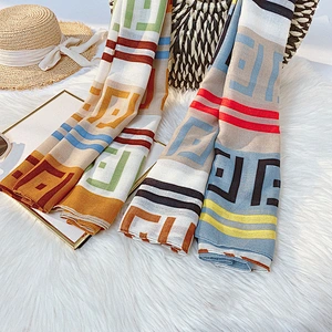 2020 cotton and linen letter print sunscreen women long shawl scarf women long shawl scarf