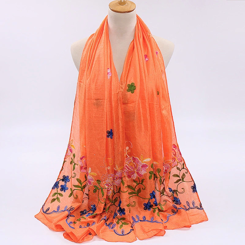 New all-match muslim hot drilling embroidered scarf headscarf linen scarf for women
