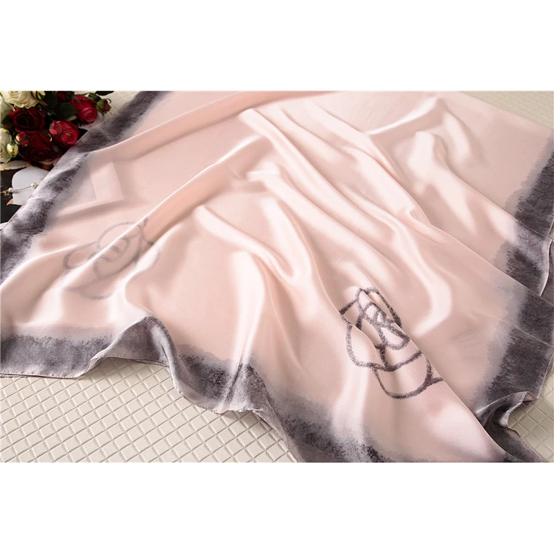 Floral printed all-matching simulation silk sunscreen scarf women summer printing silk shawl scarf