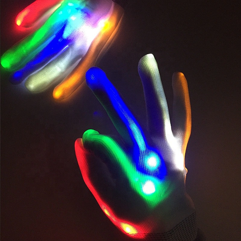 Party Supplies Multi Colors Light Show LED Rave Finger Lighting Gloves Flashing Satin LED Glow Party Gloves