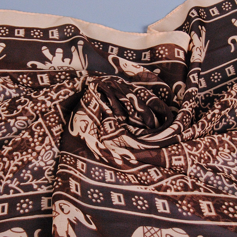 New Design chic shawl  Custom Printed 6 color elephant long chiffon scarf women