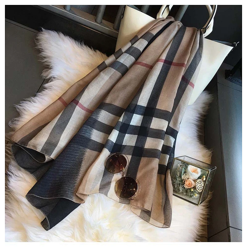 New 90 * 180CM cotton and linen thin long print cotton plaid scarf scarves