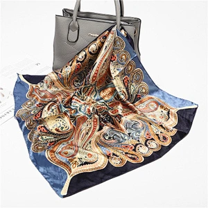 Light breathable women simulation silk stain printing muslim plain square scarves scarf