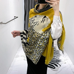2020 new female thin section fashion long section leopard scarf silk cotton shawl scarf