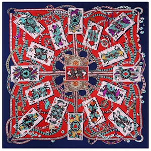 Poker printed artificial silk sunscreen scarf wholesale silk square neck scarf plain scarves