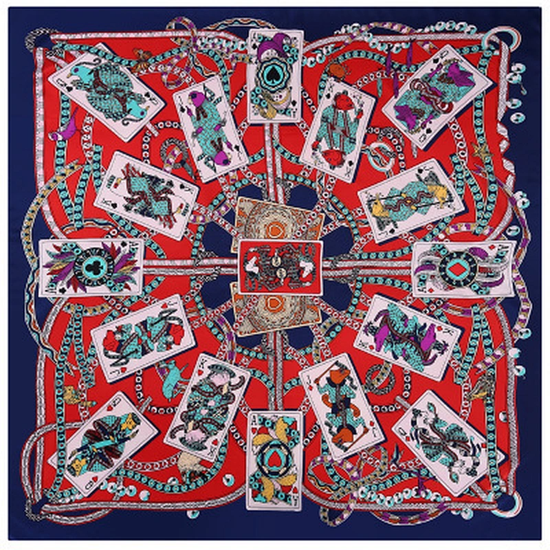 Poker printed artificial silk sunscreen scarf wholesale silk square neck scarf plain scarves