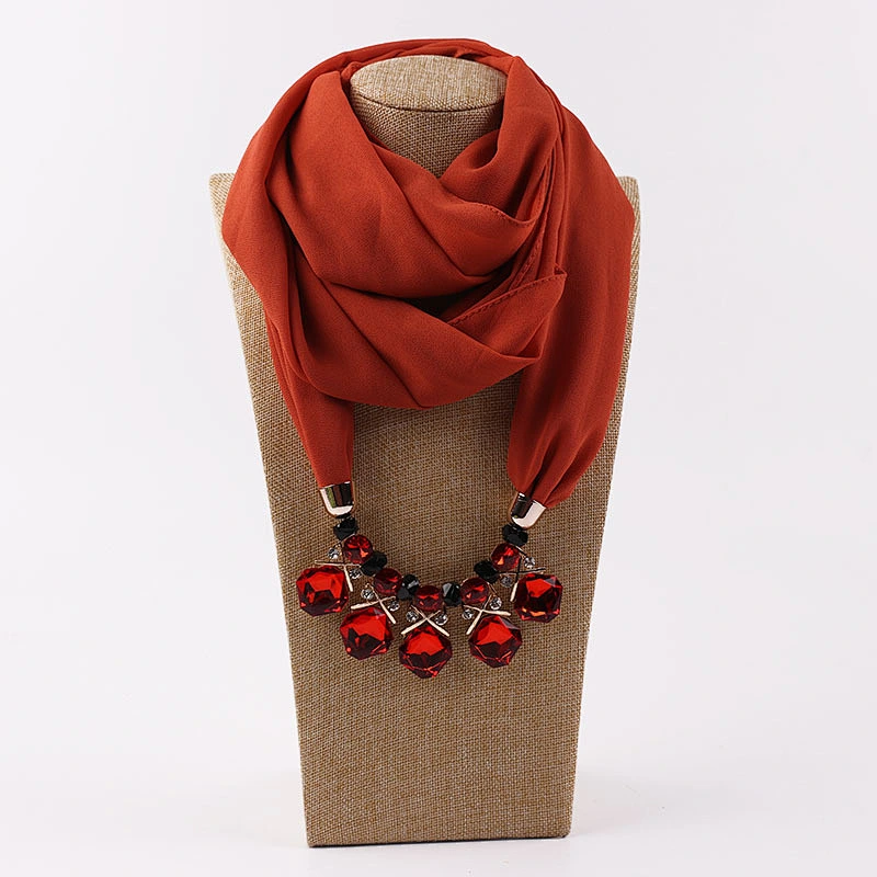 Fashion necklace pendant female chiffon ethnic style shawl ladies lightweight scarf with pendant