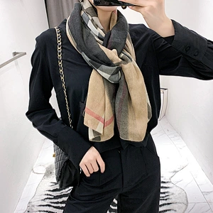 New 90 * 180CM cotton and linen thin long print cotton plaid scarf scarves