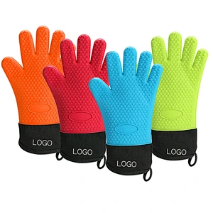 Silicone Gloves Heat Resistant Double Oven Mitts for Kitchen Cooking BBQ Baking