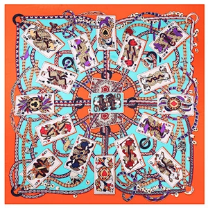 Poker printed artificial silk sunscreen scarf wholesale silk square neck scarf plain scarves