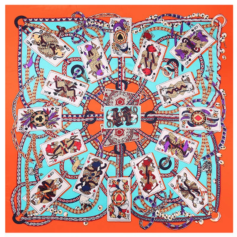 Poker printed artificial silk sunscreen scarf wholesale silk square neck scarf plain scarves