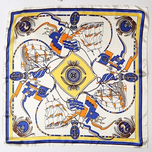Spring small scarves gift sailboat printed sunscreenscarf women square silk long scarf
