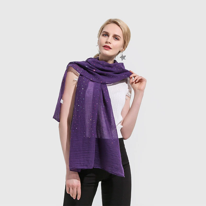 All-match ladies color bronzing sunscreen shawl polyester solid color travel beach hijab muslim shawl