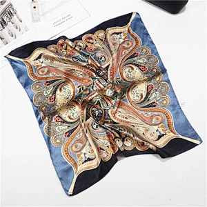 Light breathable women simulation silk stain printing muslim plain square scarves scarf