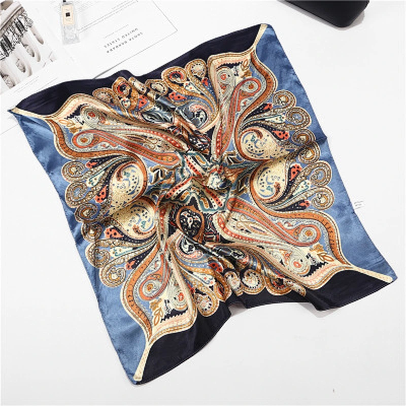 Light breathable women simulation silk stain printing muslim plain square scarves scarf
