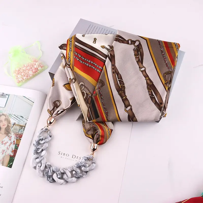 European and American satin chain decorated ethnic style ladies necklace women jewelry scarf  with pendant