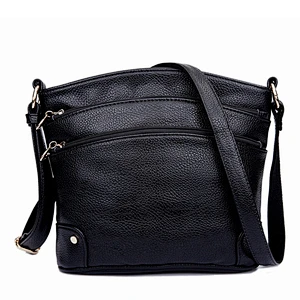 High quality women triple zip pocket large capacity single shoulder bag crossbody bag