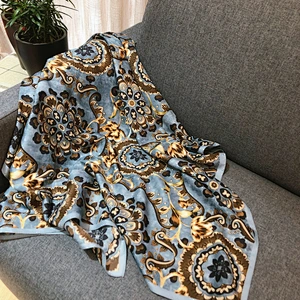 New classic national style printed square women 90cm silk square scarf