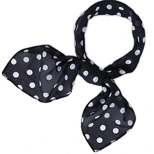 Spot polka dot print sunscreenscarf 70cm temperament women square chiffon silk scarf