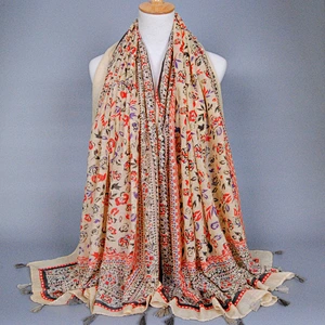180 * 100cm fringe ethnic style shawl summer thin section tribal floral print scarf women