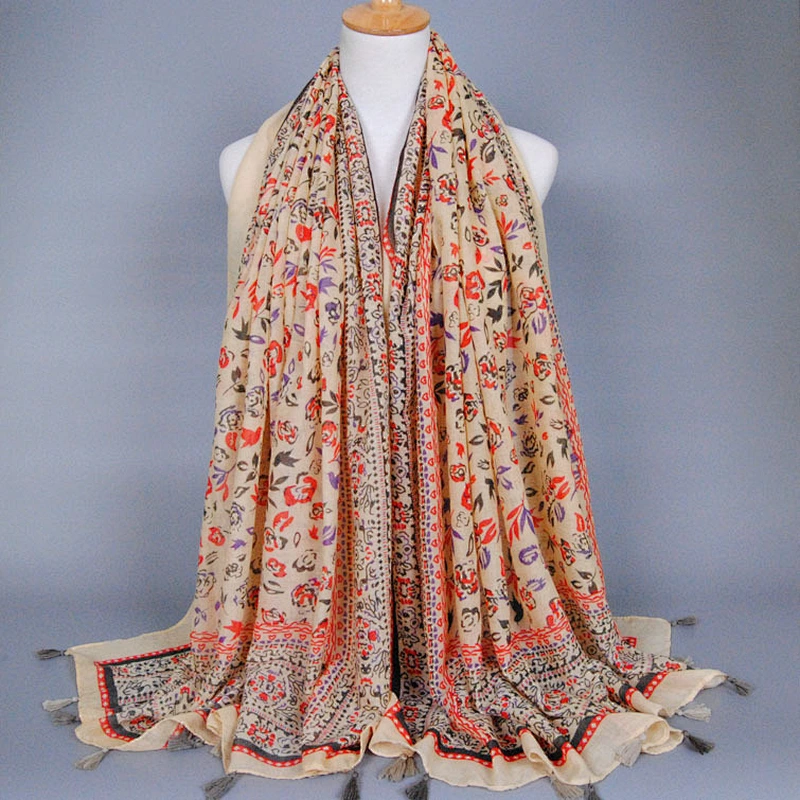 180 * 100cm fringe ethnic style shawl summer thin section tribal floral print scarf women