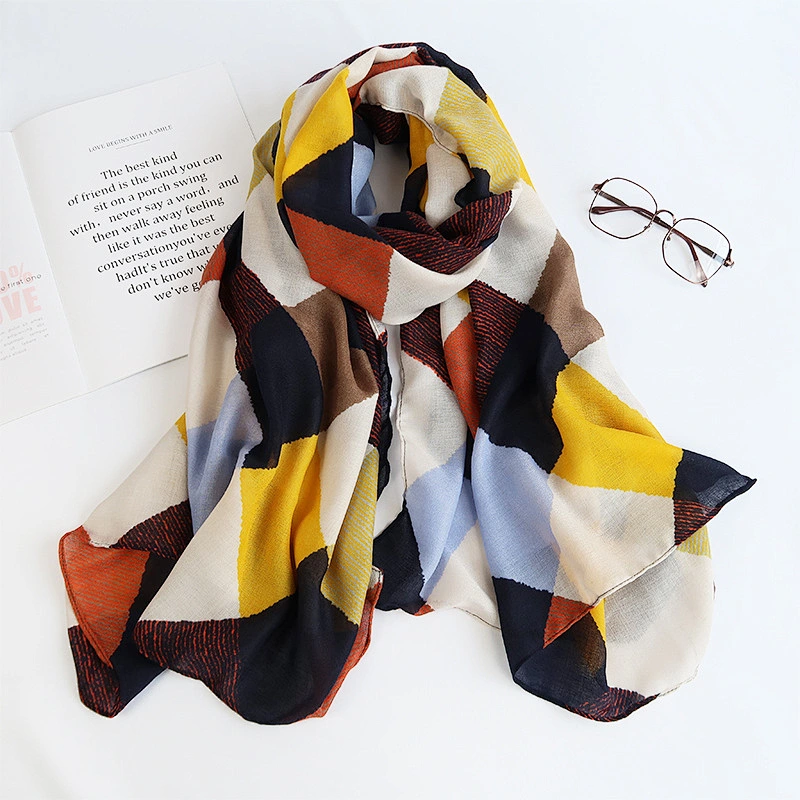 2020 Cotton And Linen Lattice 90*180CM Women Shawl Scarf Print Silk Scarf