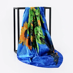 Satin square air conditioner sunscreen scarf women shawl wholesale ladies print shawls scarves