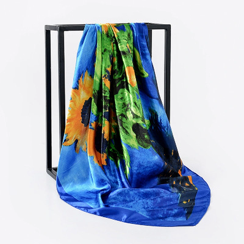 Satin square air conditioner sunscreen scarf women shawl wholesale ladies print shawls scarves