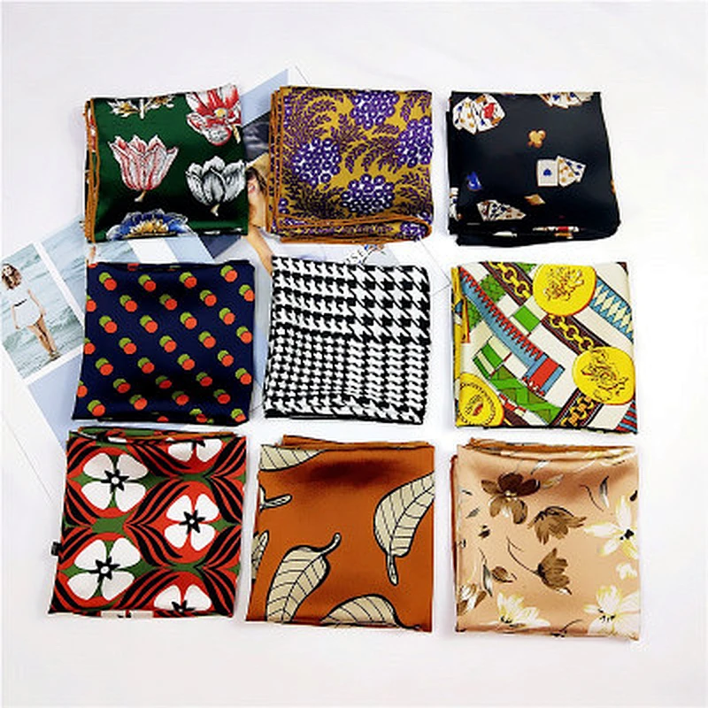 Summer fashion all-match small sunscreen luxury square chiffon silk neck scarf