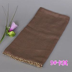 Hot sale 180*90cm 15 Color Stock  cotton muslim beaded hijab scarf