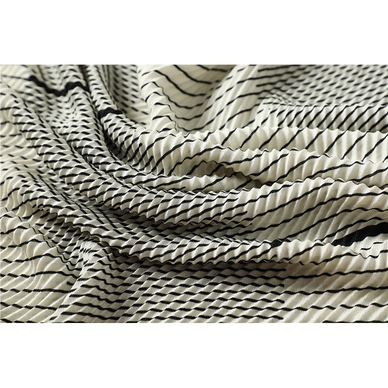 Autumn and winter warm fashion cotton and linen scarf print pleated cotton crinkle striped winter scarf