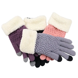 Winter Autumn Women Knitted Gloves Thicken Warm Full Finger Mittens