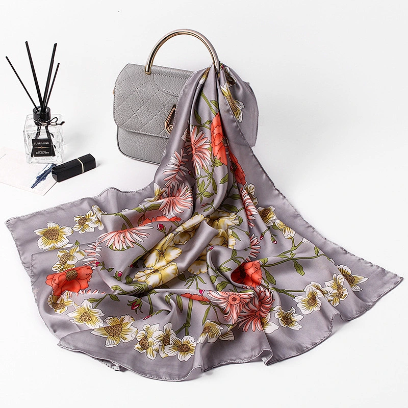 Hot selling literary small fresh small square sunscreenscarf women printed square silk scarf