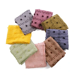 Ladies scarf fashion jacquard artificial cotton solid colour cotton plain scarf shawls with tassel