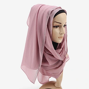 Hot diamond solid color sunscreen scarf head turban chiffon hijab muslim for women