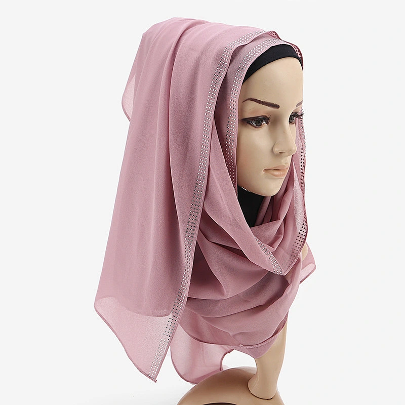 Hot diamond solid color sunscreen scarf head turban chiffon hijab muslim for women