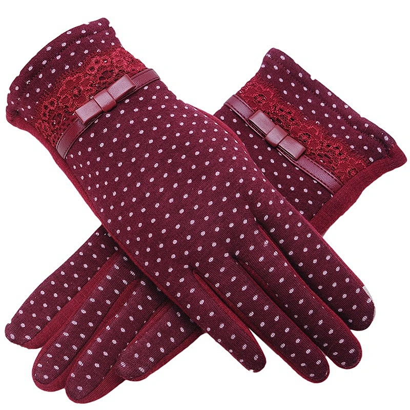 Women Lady's Winter Cotton Warm Five Finger Gloves For Women