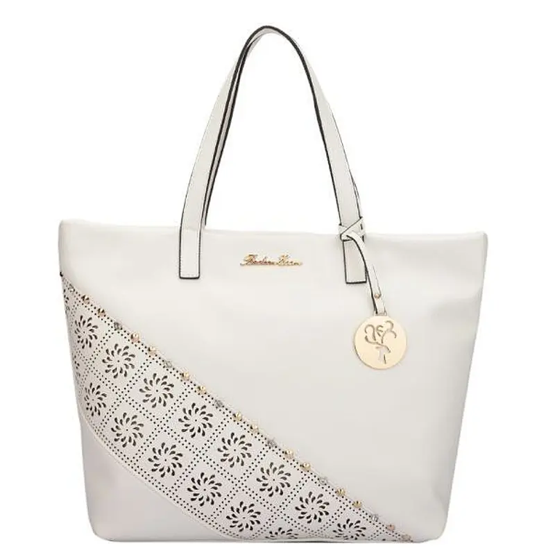 2019 new ethnic lady popular Custom logo rivets pu leather tote bag for woman