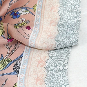Ethnic style floral silk printing 70cm ladies satin silk head scarf for hair