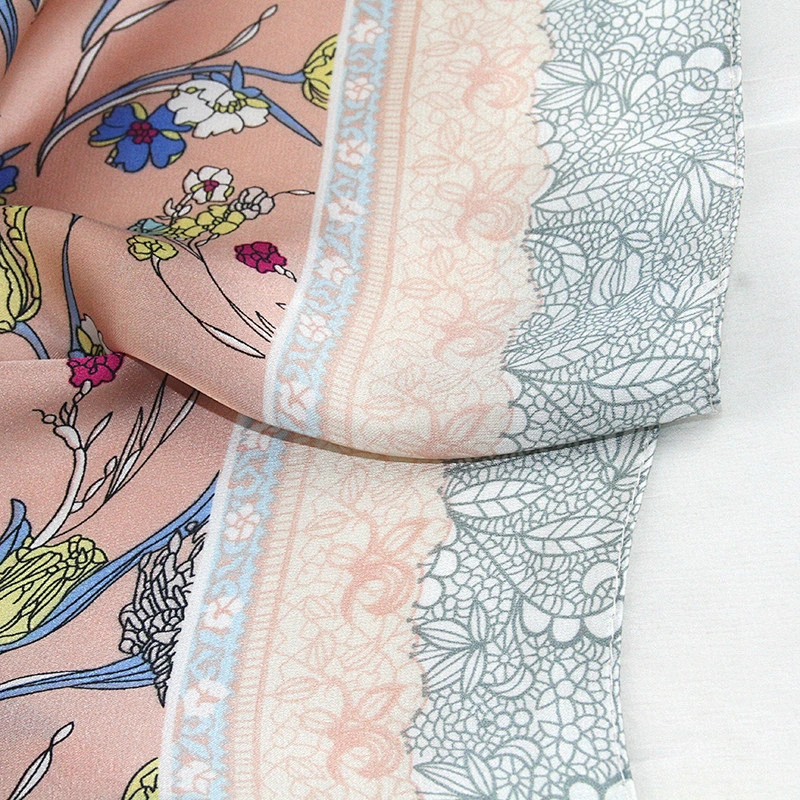 Ethnic style floral silk printing 70cm ladies satin silk head scarf for hair
