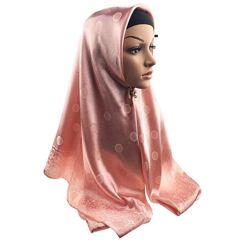 Classic wild circular jacquard solid color long scarf women polyester hijab scarf muslim