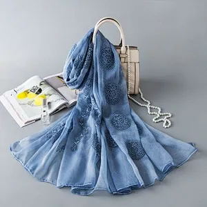 Solid colour embroidered silk sunscreenshawl scarf women malaysia tallit scarf and shawl wholesale