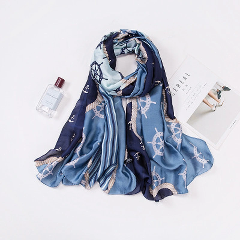 Long scarf sun protection wholesale pashmina double side artificial silk scarf shawl
