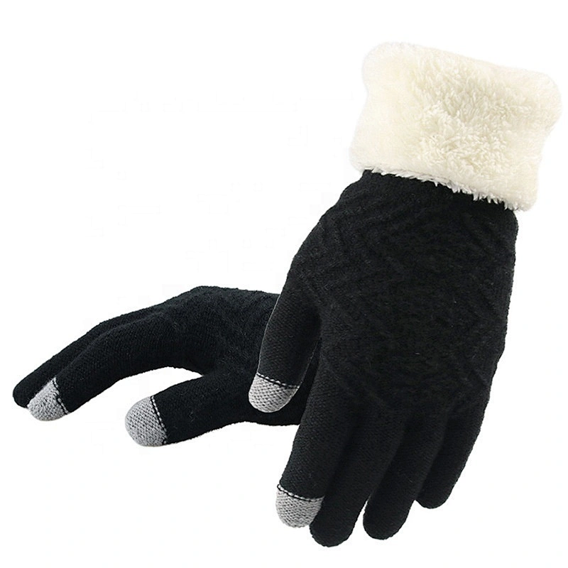 Winter Autumn Women Knitted Gloves Thicken Warm Full Finger Mittens