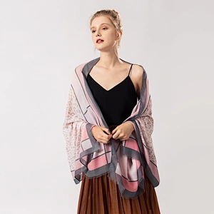 Casual spring flowers leopard long sunscreen customized polyester print scarf shawl